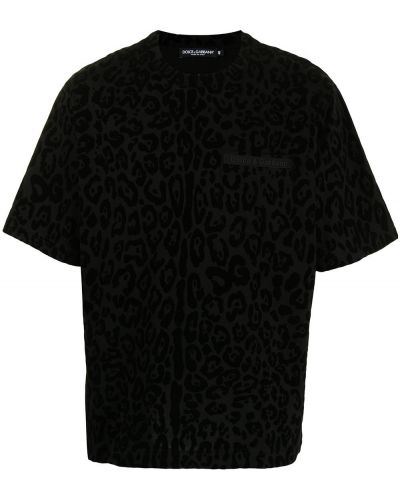 Camiseta con estampado leopardo Dolce & Gabbana negro