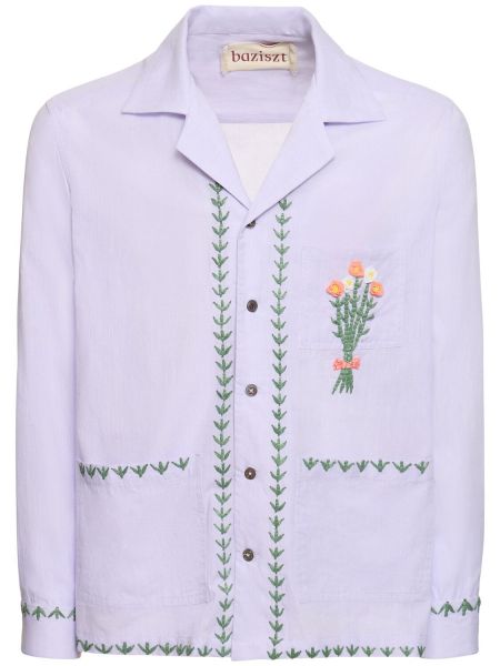 Koszula bawełniana w kwiatki Baziszt fioletowa