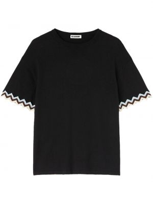 Βαμβακερή μπλούζα Jil Sander μαύρο