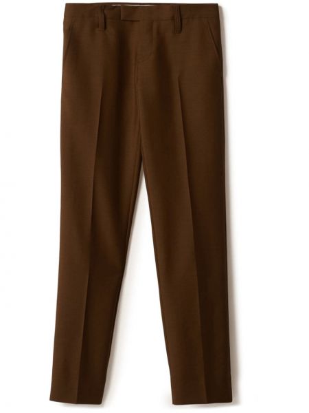 Vlnené nohavice s výšivkou Miu Miu hnedá