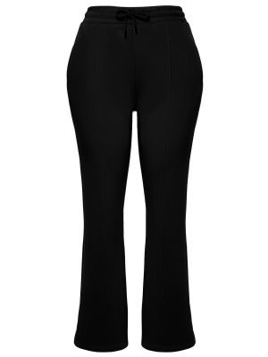 Pantaloni sport din fleece tricotate Trendyol negru