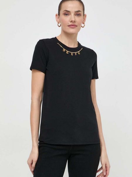 Бавовняна футболка Elisabetta Franchi чорна