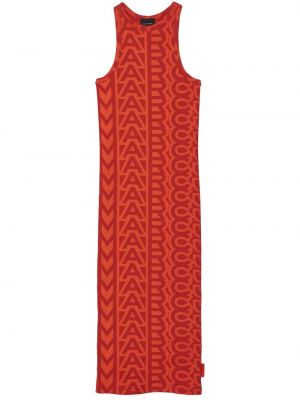 Bavlněné šaty s potiskem jersey Marc Jacobs - červená