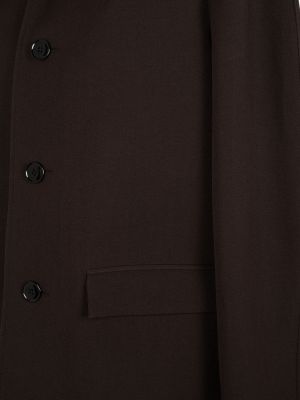 Lniany płaszcz na guziki wełniany Lemaire brązowy