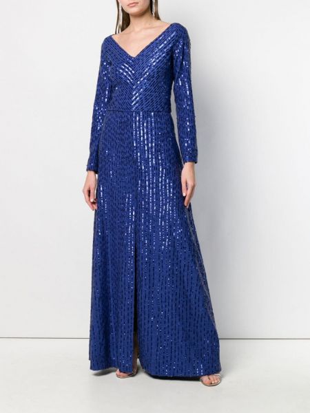 Vestido de cóctel con lentejuelas a rayas Nina Ricci azul