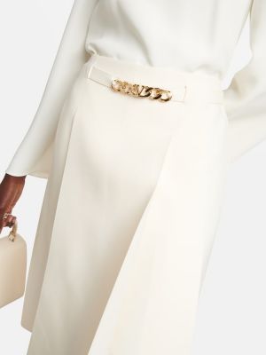 Hodvábna vlnená midi sukňa Valentino biela