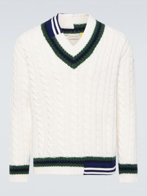 Jersey de lana de punto de tela jersey Moncler Genius blanco