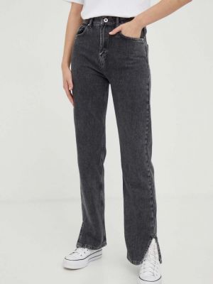 Дънки с висока талия Karl Lagerfeld Jeans сиво