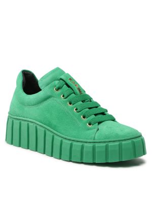 Zielone welurowe sneakersy Karino