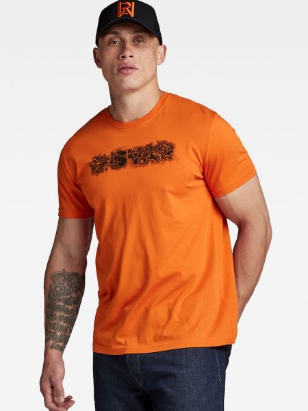 Хлопковая рубашка со звездочками G-star Raw оранжевая