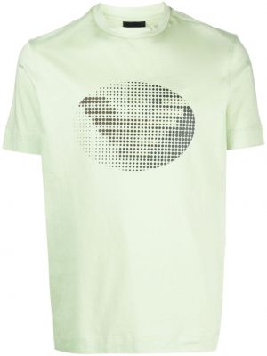 Bavlnené tričko s potlačou s krátkymi rukávmi Emporio Armani - zelená