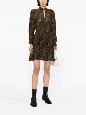 Leopardimustriga mustriline siidist kleit Liu Jo pruun