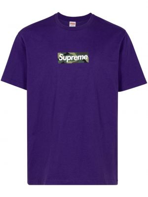 Памучна тениска Supreme виолетово
