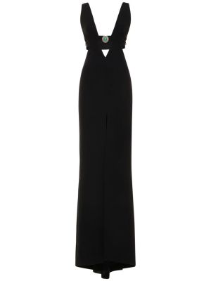 Sukienka długa z krepy Roberto Cavalli czarna