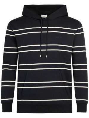 Prugasta pamučna hoodie s kapuljačom Saint Laurent crna