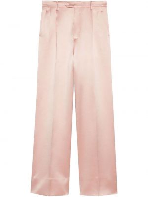Saténové rovné kalhoty Gucci růžové