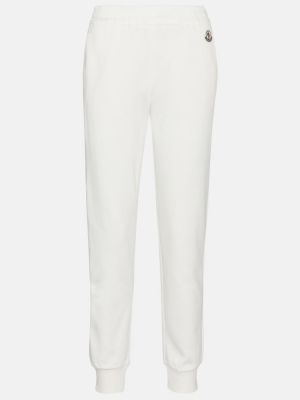 Spodnie sportowe bawełniane Moncler białe