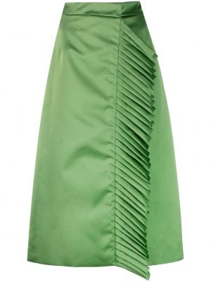 Bavlněné saténové plisovaná sukně s vysokým pasem Etro - zelená