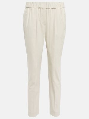 Pantaloni dritti slim fit di cotone Brunello Cucinelli bianco