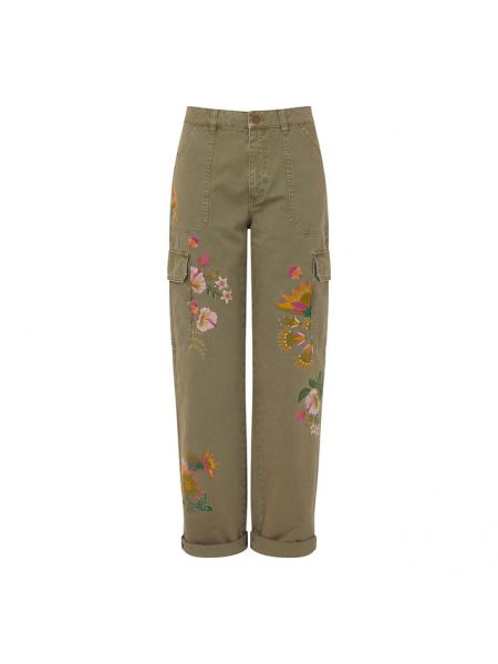 Pantalones cargo con bordado de flores Joe Browns verde