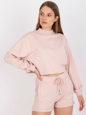 Bavlněné sportovní kalhoty s vysokým pasem Fashionhunters - růžová