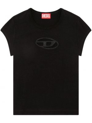 Памучна тениска Diesel черно