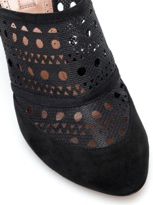 Papuci tip mules din piele de căprioară plasă Alaã¯a negru
