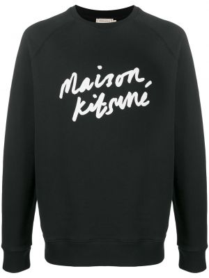 Trykt sweatshirt Maison Kitsuné svart