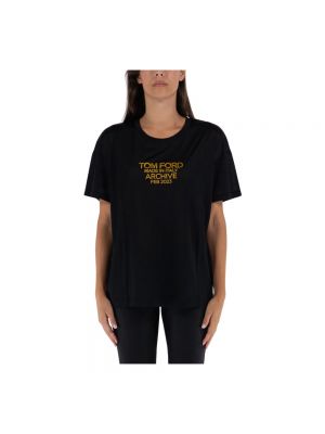 Jedwabna koszulka z dżerseju Tom Ford czarna