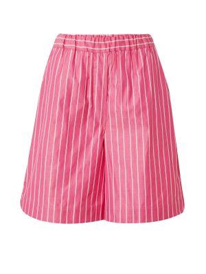 Pantaloni din bumbac cu dungi Max Mara Leisure roz