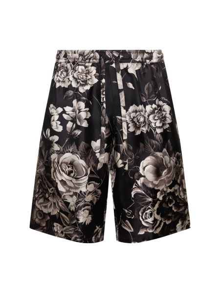 Shorts i siden med mönster i blommigt Dolce & Gabbana