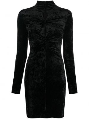 Žametna dolga obleka iz rebrastega žameta Isabel Marant črna
