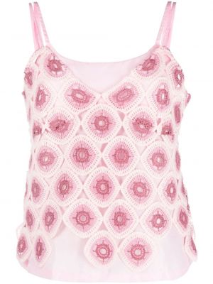Bavlněný tank top na zip z polyesteru Comme Des Garçons - růžová