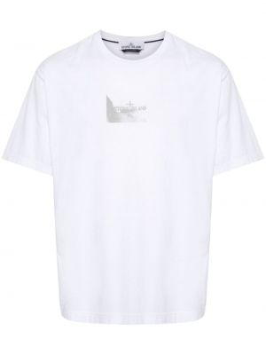 Βαμβακερή μπλούζα με σχέδιο Stone Island λευκό