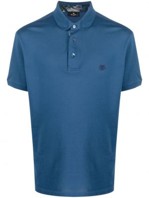 Памучна поло тениска бродирана Etro синьо