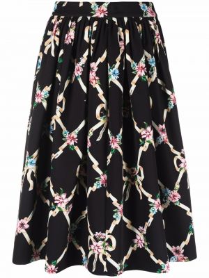 Falda de flores con estampado con estampado de rombos Boutique Moschino negro