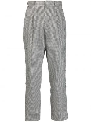 Kostkované vlněné rovné kalhoty na zip Comme Des Garçons