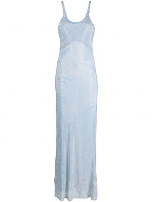 Копринена вечерна рокля с кристали Stella Mccartney синьо