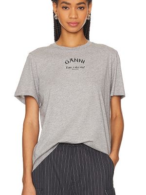 Camiseta jaspeada bootcut Ganni gris