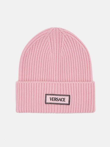Розовая шапка с вышивкой Versace