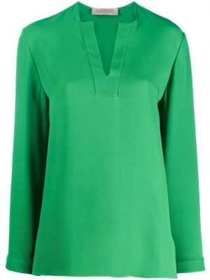 Seiden bluse mit v-ausschnitt Valentino Garavani grün