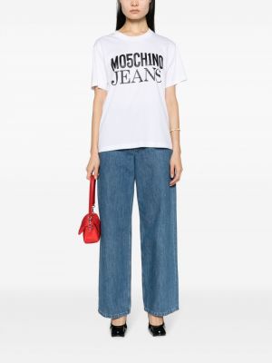 T-shirt en coton à imprimé Moschino Jeans blanc