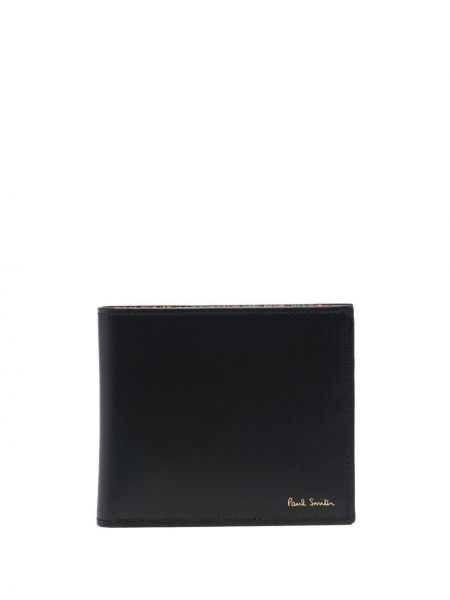 Usnjena denarnica s črtami s potiskom Paul Smith črna