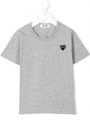 T-paita sydämillä tytöille Comme Des Garcons Play Kids harmaa