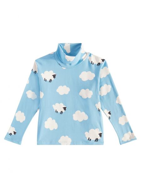 Trykt bomull turtleneck topp for jenter Stella Mccartney Kids blå