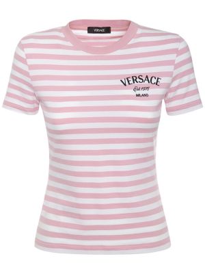 Тениска на райета от джърси Versace бяло