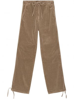 Памучни прав панталон от рипсено кадифе Ganni кафяво