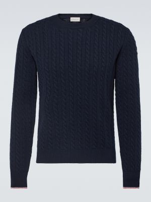 Кашемировый шерстяной свитер Moncler синий