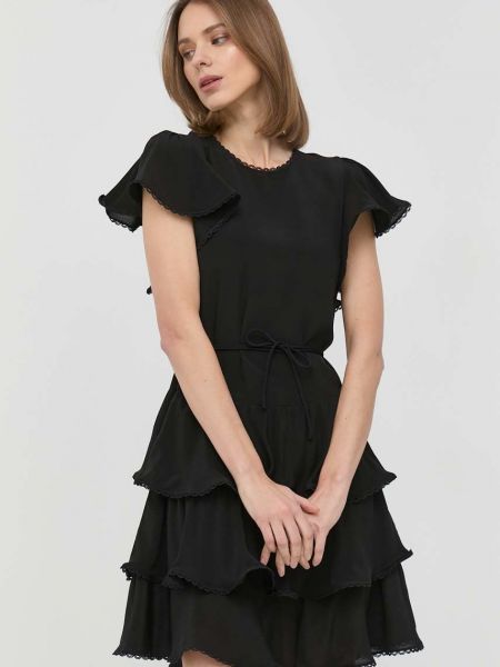 Twinset selyemkeverékes ruha fekete, mini, harang alakú