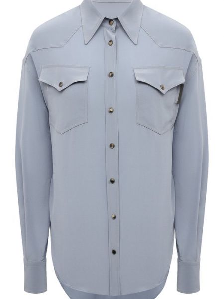Шелковая рубашка Brunello Cucinelli голубая